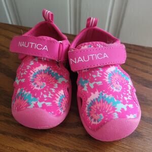NWOT Nautica pink & blue tie dye velcro sandal shoes